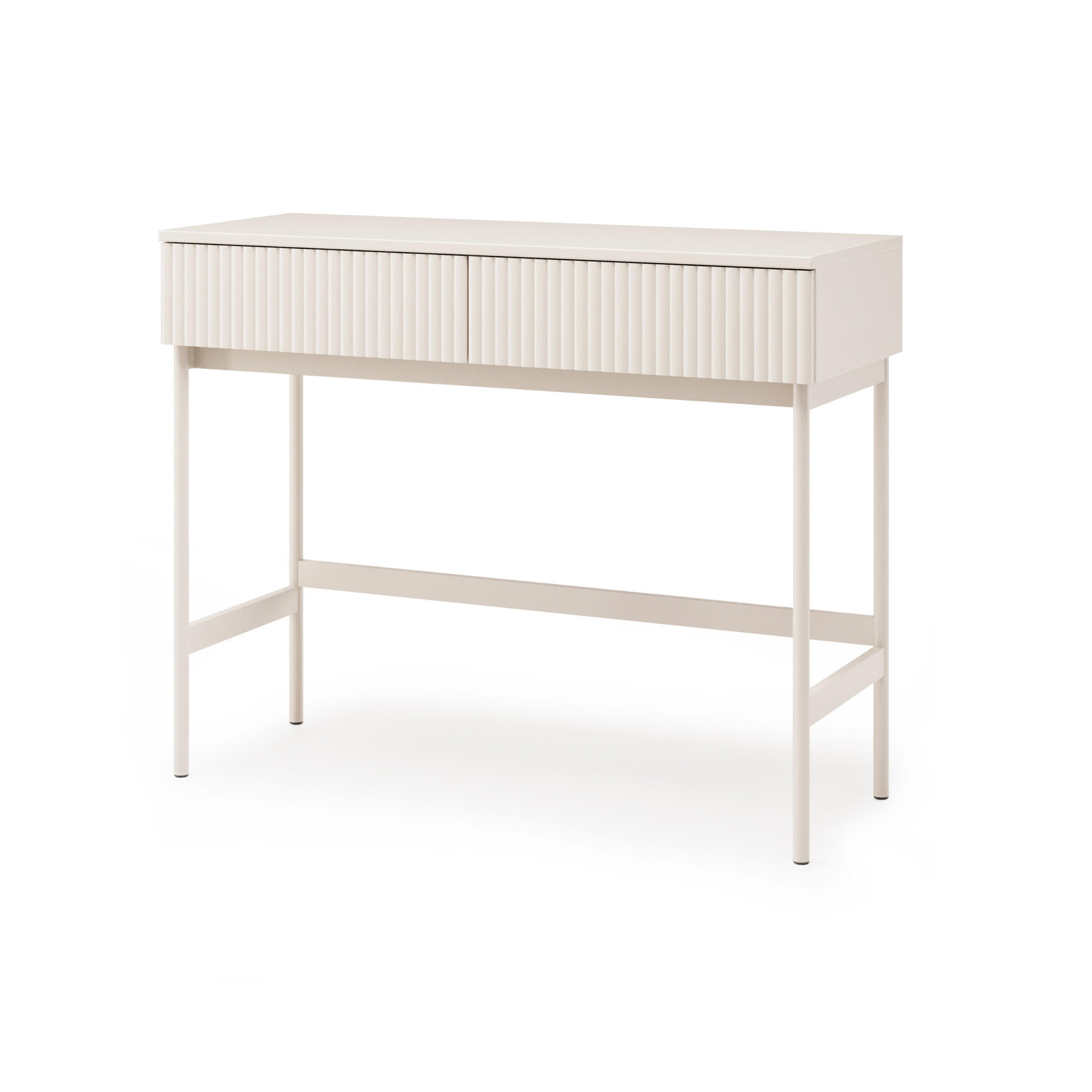 KONSOLENTISCH Soft mit 2 Schubladen und geriffelten Fronten, Kaschmir - Kaschmir, Holzwerkstoff (38/100/80cm) - Beautysofa