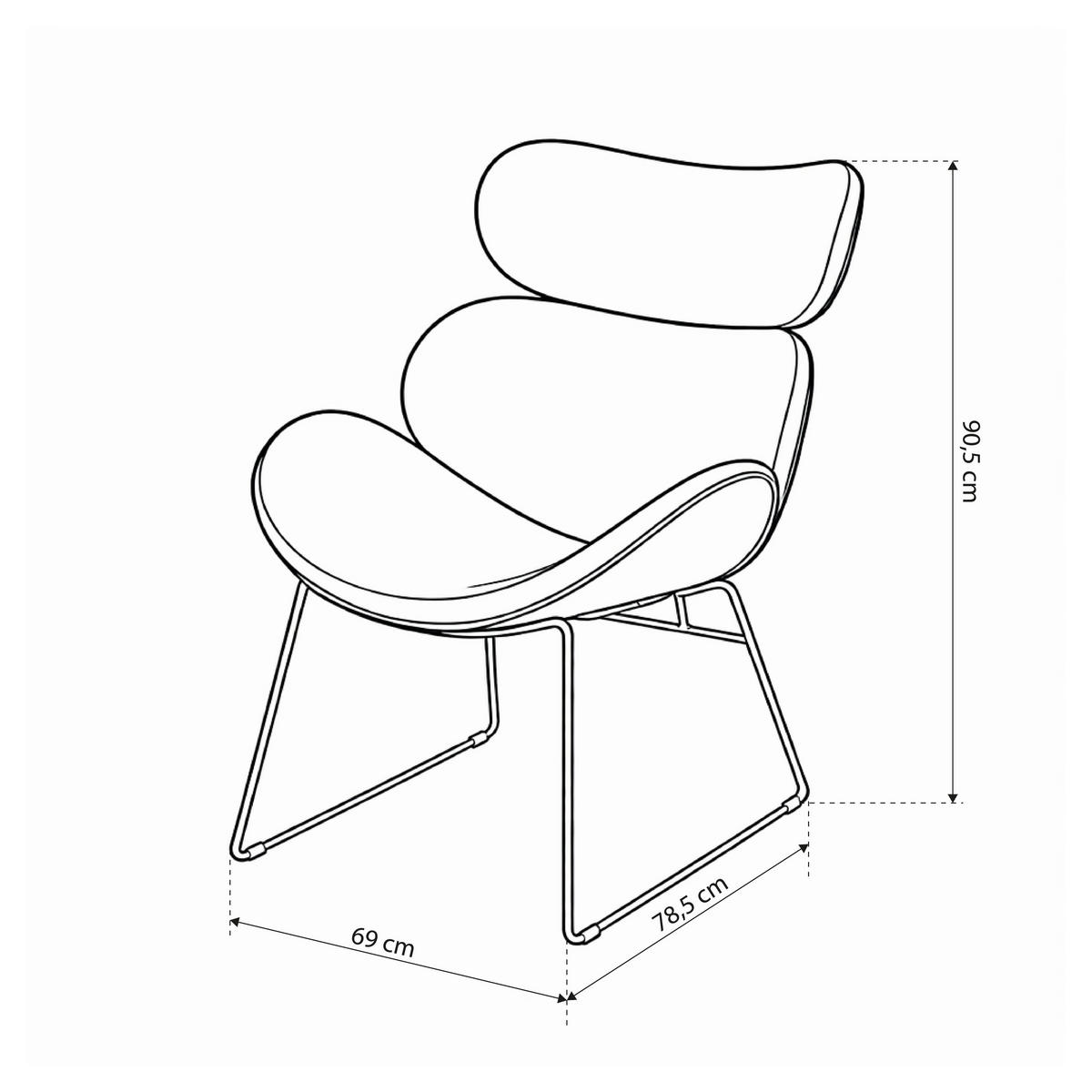 LOFTSESSEL Ferum Braun 69 × 78,5 × 90,5 cm - Schwarz, Metall (69/90.5/78.5cm) - Pillovely