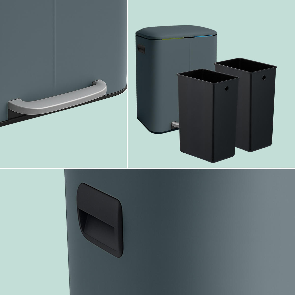 MÜLLEIMER - Grau, Kunststoff/Metall (44.5/60/41cm) - Relaxdays