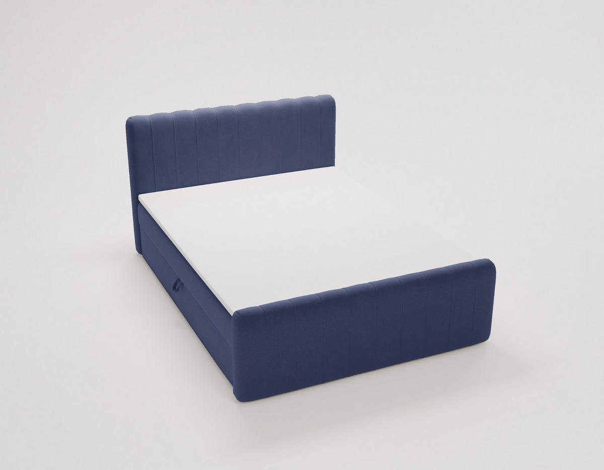 BOXBETT OSLO mit Bettkasten Stoff Komodo Marineblau 140x200 cm - Dunkelblau, Holz (140/200cm) - Kaiser Möbel