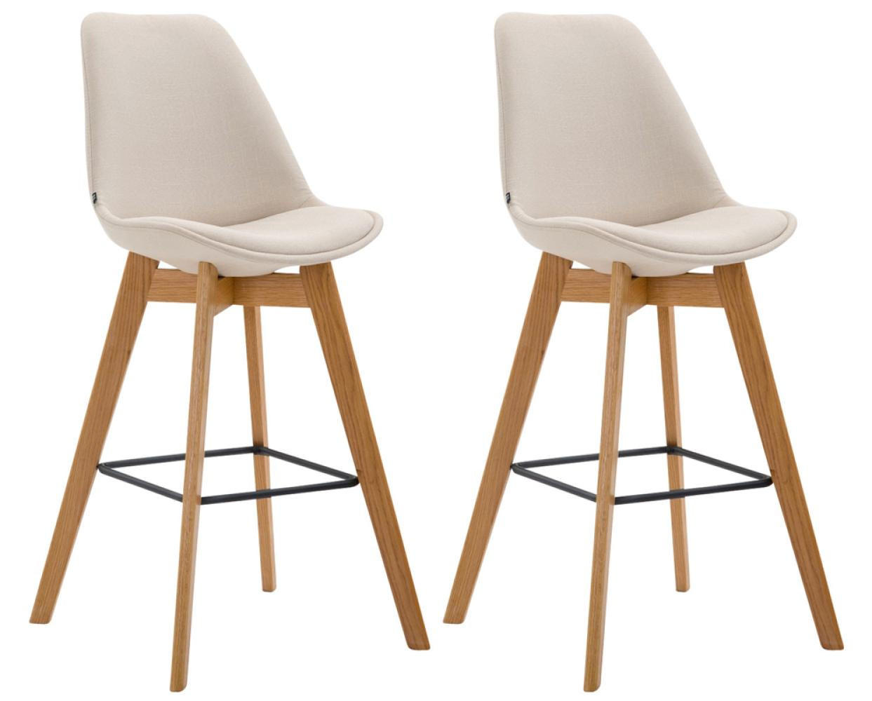 BARHOCKER 2er Set Stoff creme - Eukalyptusholzfarben/Creme, Holz/Textil (48/112/56cm) - CLP