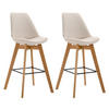 BARHOCKER 2er Set Stoff creme - Eukalyptusholzfarben/Creme, Holz/Textil (48/112/56cm) - CLP