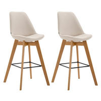 BARHOCKER 2er Set Stoff creme - Eukalyptusholzfarben/Creme, Holz/Textil (48/112/56cm) - CLP