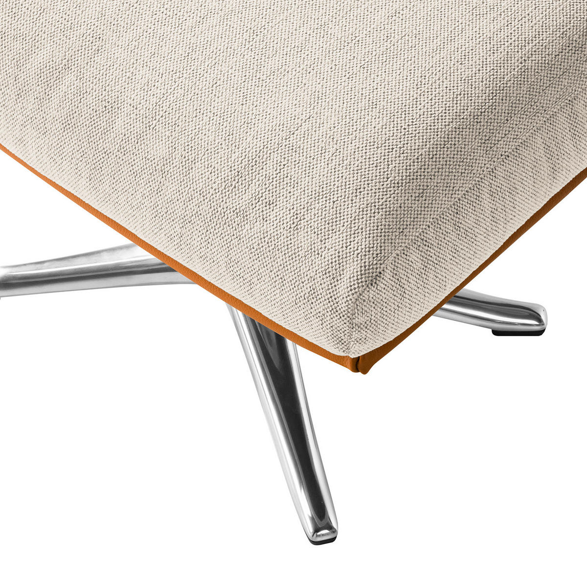 HOCKER mit Kreuzfuß - Chromfarben/Cognac, Textil/Metall (54/41/41cm) - home24