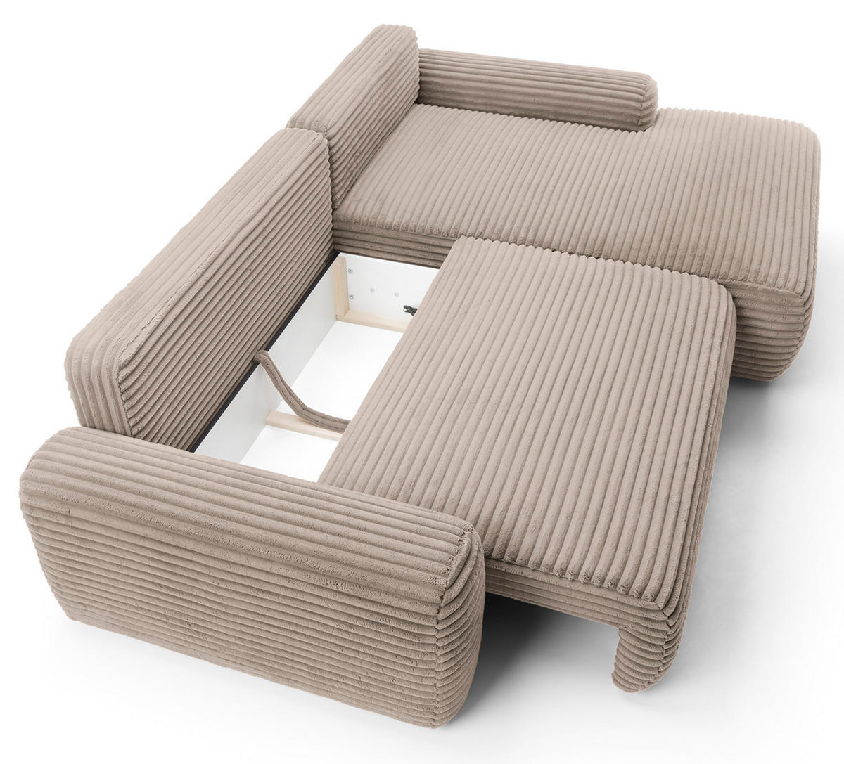 ECKSOFA Alferia Beige mit Cordbezug - Beige/Schwarz, Kunststoff/Textil (264/162cm) - Selsey