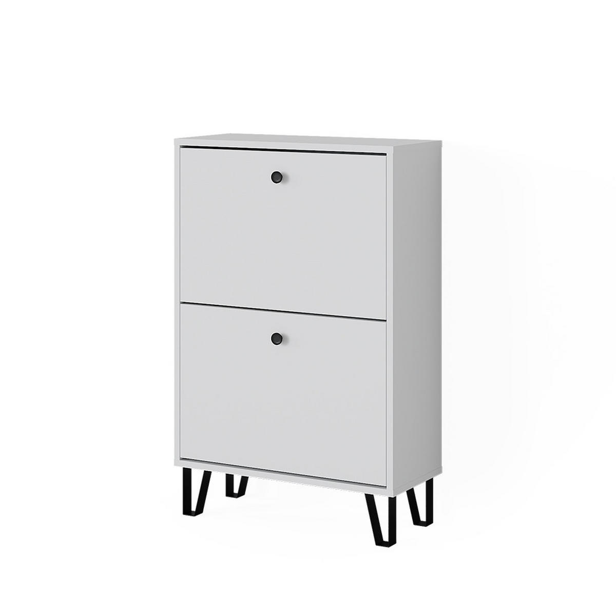 SCHUHKIPPER Siri Weiß 60 x 92 cm mit 2 Klappschubladen - Weiß, Holzwerkstoff (60/92/26cm) - Vicco