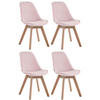 STUHL 4er Set Samt pink - Pink/Eukalyptusholzfarben, Holz/Textil (48/84/55cm) - CLP