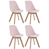 STUHL 4er Set Samt pink - Pink/Eukalyptusholzfarben, Holz/Textil (48/84/55cm) - CLP