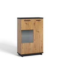 STANDVITRINE Zonda 90/140/40 2-türig - Schwarz/Eiche Artisan, Holzwerkstoff/Kunststoff (90/140/40cm) - Ravio