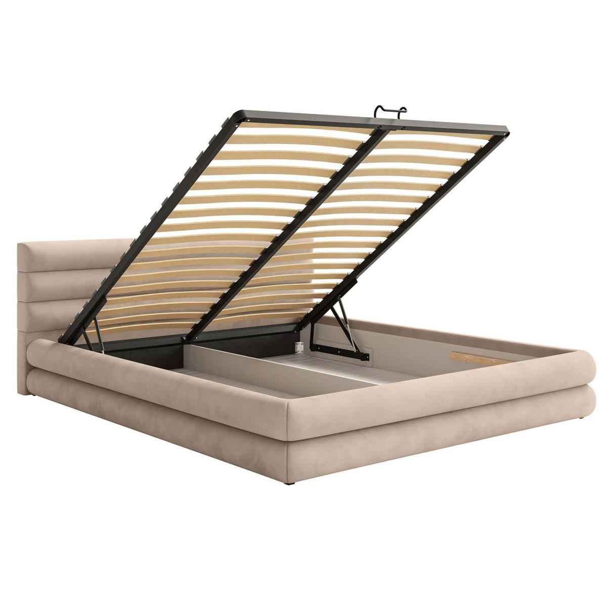POLSTERBETT Alegre Beige Samt 180x200 cm - Beige/Schwarz, Holz/Textil (180/200cm) - Selsey