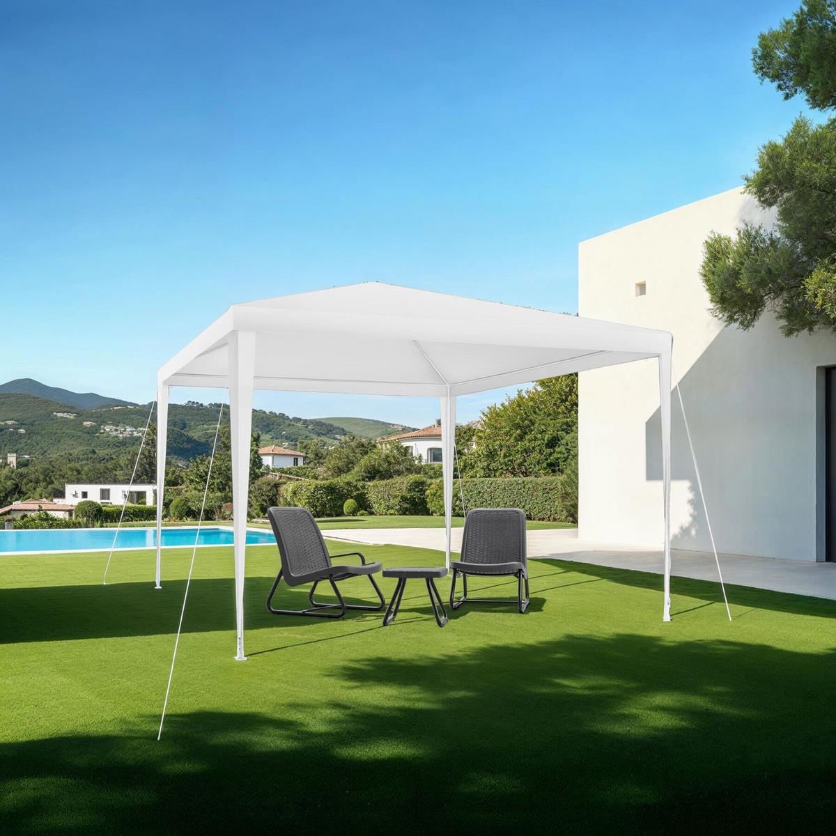 PAVILLON Farah,wasserdicht,weiß - Weiß, Kunststoff (300/250/300cm) - tectake