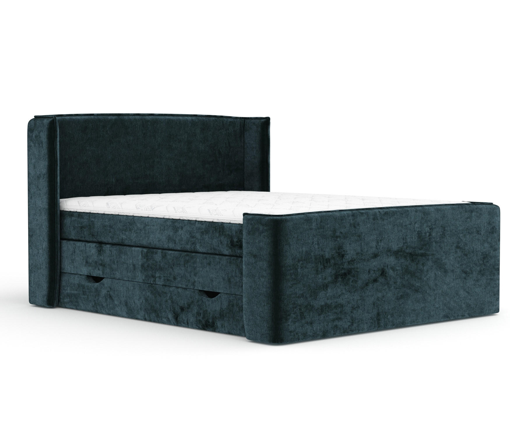 BOXSPRINGBETT Freeland Dunkelgrün 140/200 cm mit Matratze und Topper - Dunkelgrün/Schwarz, Holz/Holzwerkstoff (140/200cm) - Maison de Reve