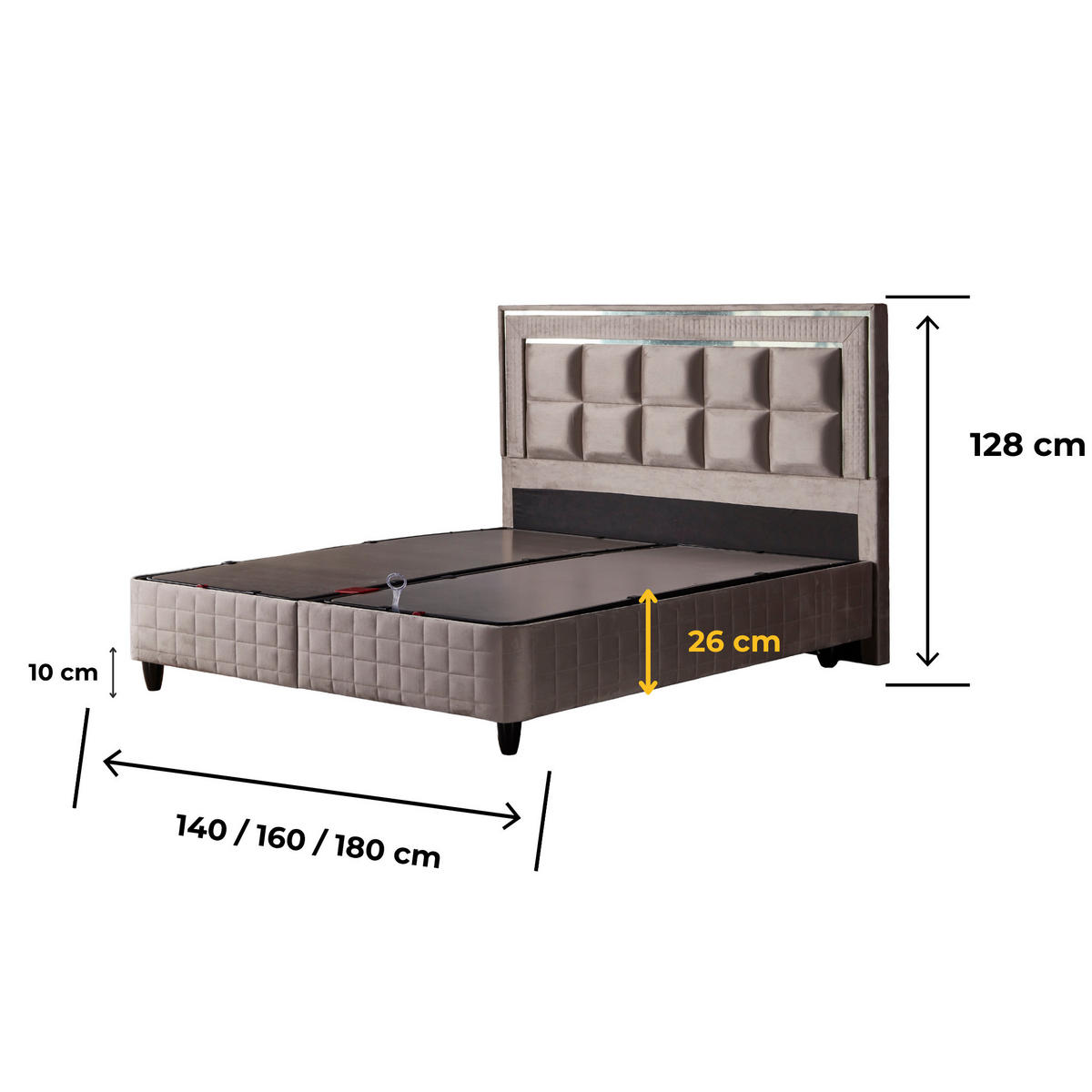 BOXBETT Wooltouch Bett mit Matratze 140x200 - Beige, Holz (140/200cm)