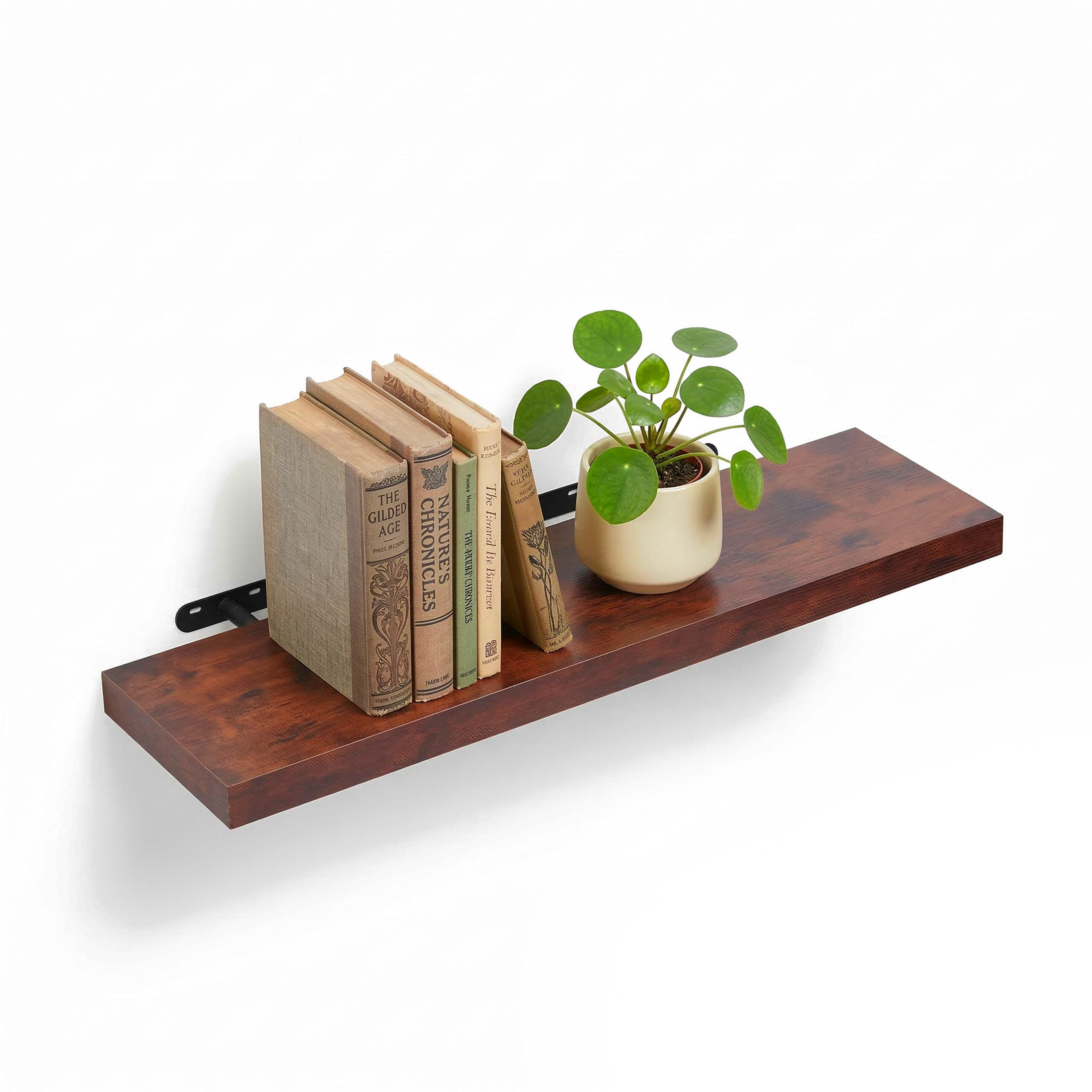 NÁSTENNÁ pol. - hnedá, kov/kompozitné drevo (100/4/23cm) - Relaxdays