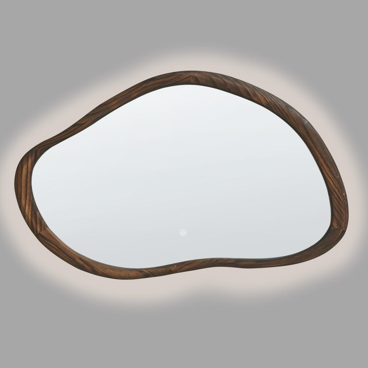 OGLINDĂ DE BAIE CU LED 93/60 cm maro închisă Mancey - maro/argintiu, sticlă (93/60/3cm) - Beliani
