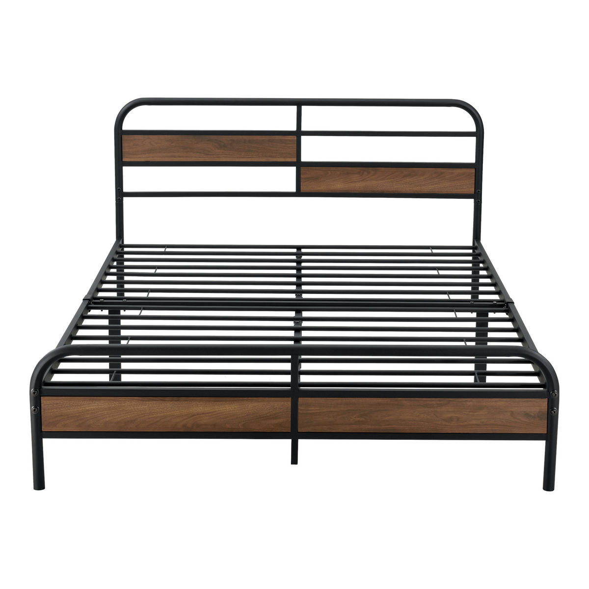 METALLBETT Aarau - Walnussfarben/Schwarz, Metall (140/200cm) - [en.casa]