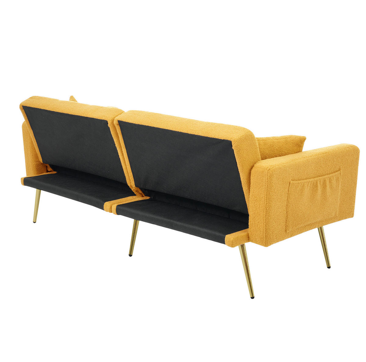 SCHLAFSOFA Lammwollstoff mit verstellbarer Rückenlehne 105–180 Grad Gelb 175/64/72 cm - Gelb, Textil (64/72/175cm) - Redom