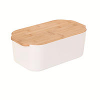BROTKASTEN mit Bambusdeckel 33/18,5/12 cm - Weiß, Kunststoff (18.5/12/33cm) - Excellent Houseware