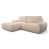 ECKSOFA Moon in L-Form mit Schlaffunktion und Bettkasten, Farbe: Hellbraun, Bouclé-Stoff, Ottomane Links - Hellbraun, Textil (136/260cm) - VENASI MÖBEL