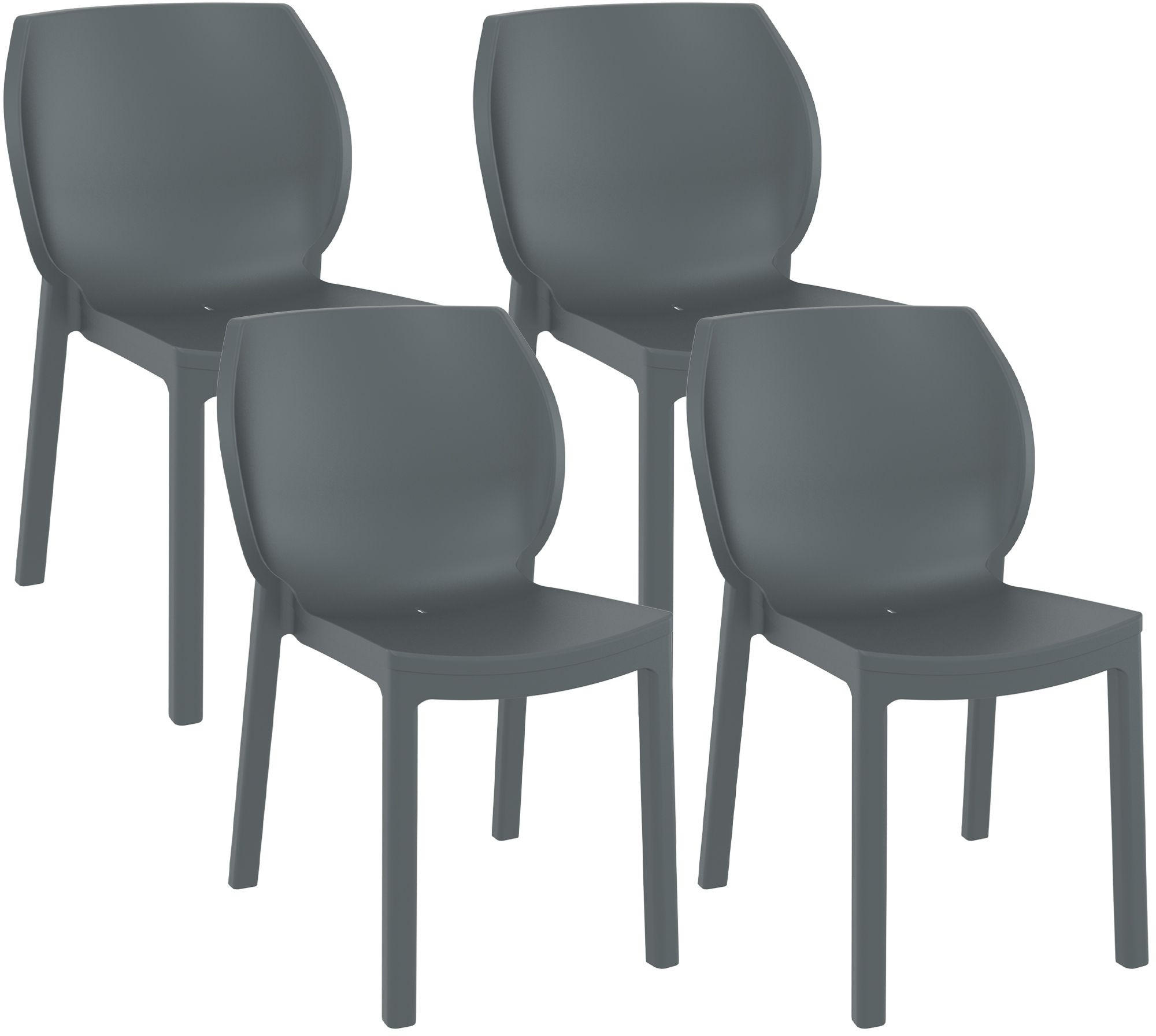 GARTENSTUHL 4er Set Kunststoff Dunkelgrau - Dunkelgrau, Kunststoff (58/80/59cm) - CLP