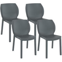 GARTENSTUHL 4er Set Kunststoff Dunkelgrau - Dunkelgrau, Kunststoff (58/80/59cm) - CLP