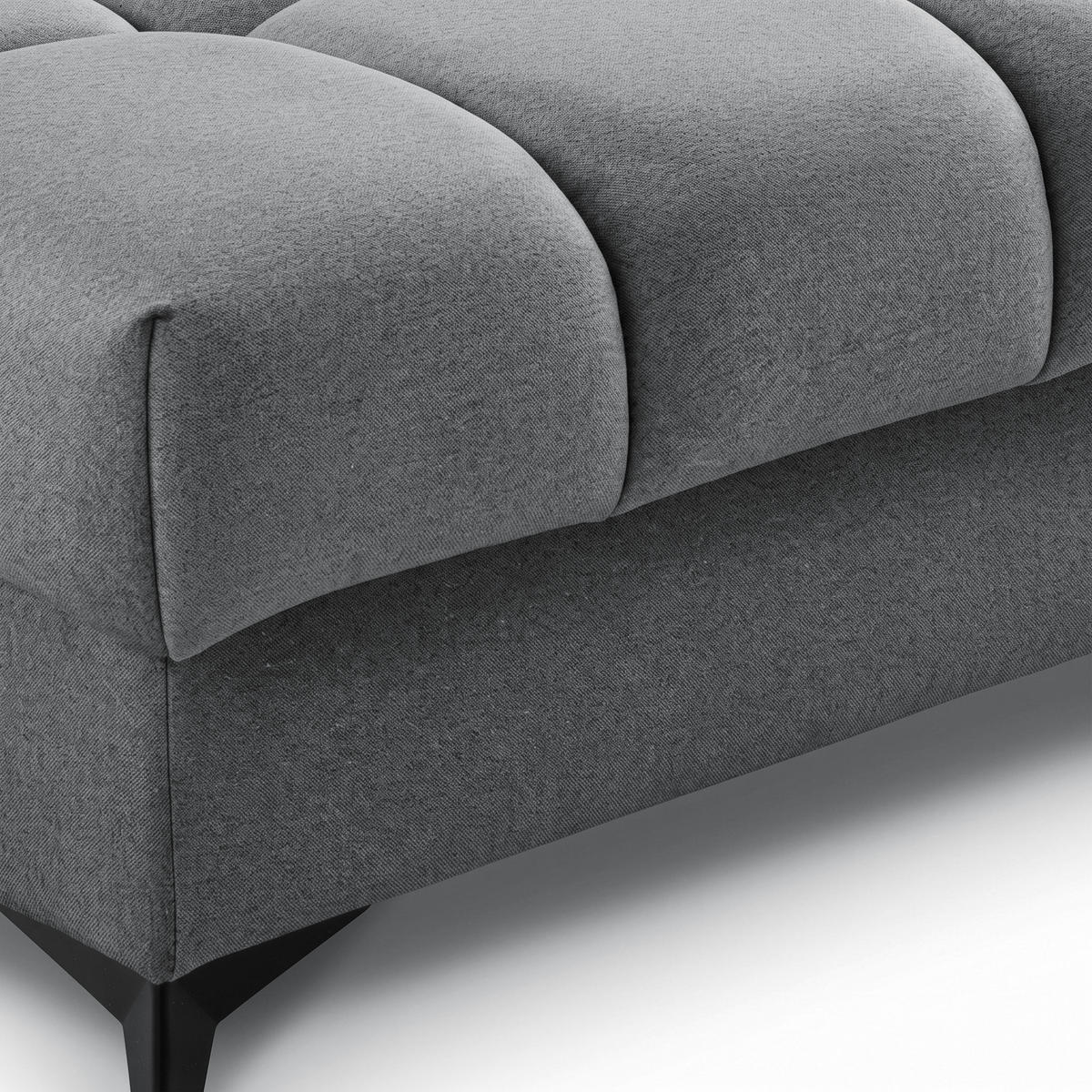 ECKSOFA PUDDING MAXI L Links mit Schlaffunktion 125x195 Velours Dunkelgrau - Dunkelgrau/Schwarz, Holz/Textil (203/350cm) - Muffo
