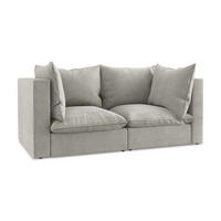2-SITZER SOFA Strukturstoff Grau - Hellgrau/Schwarz, Holzwerkstoff/Kunststoff (180/77/90cm) - Makamii