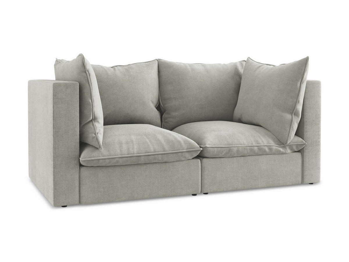 2-SITZER SOFA Strukturstoff Grau - Hellgrau/Schwarz, Holzwerkstoff/Kunststoff (180/77/90cm) - Makamii