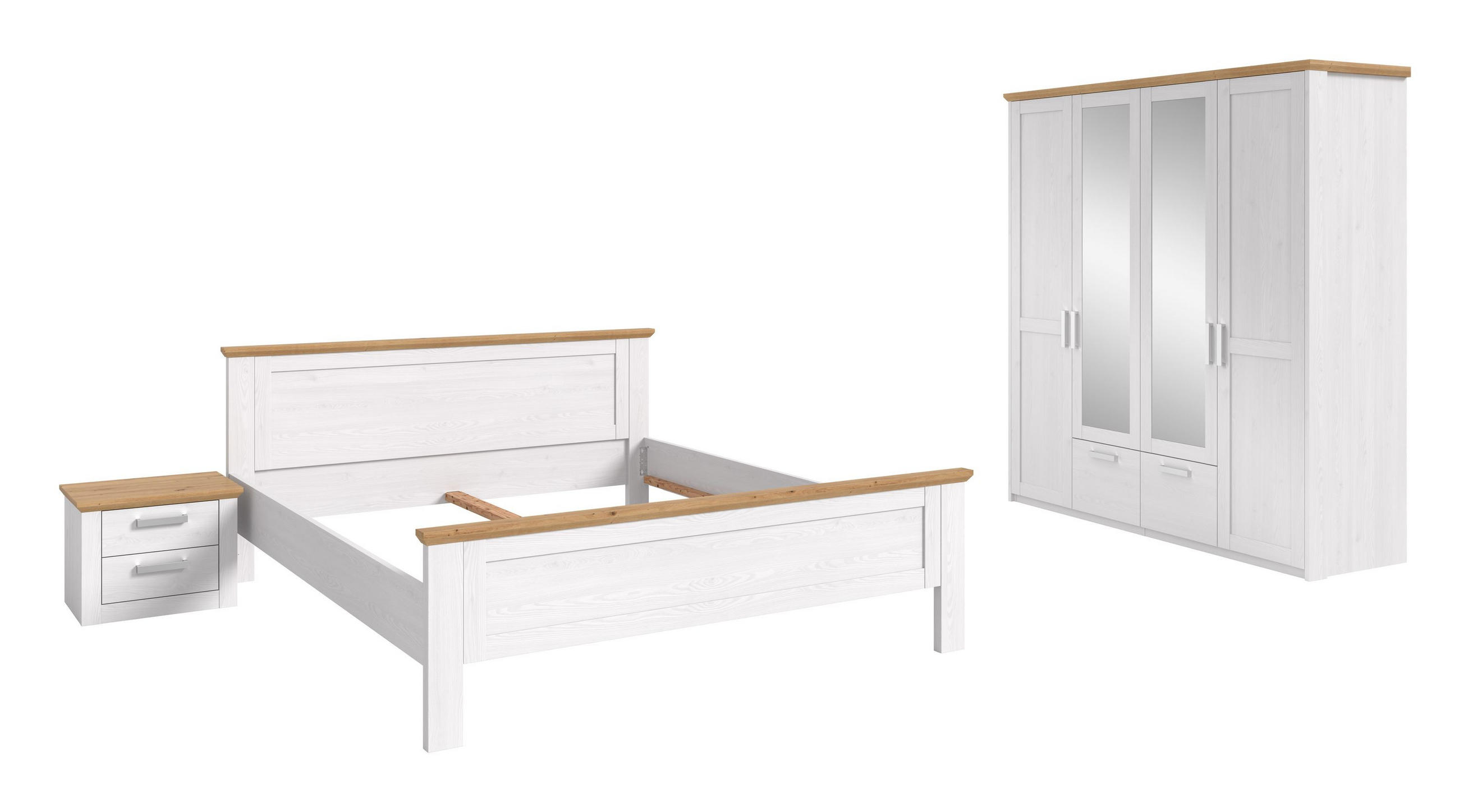 BETTANLAGE mit Kleiderschrank VERONA Bett (180 x 200 cm) in Sibiu Lärche Nachbildung - Lärchefarben, Holzwerkstoff - Homes & Jones