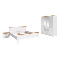 BETTANLAGE mit Kleiderschrank VERONA Bett (180 x 200 cm) in Sibiu Lärche Nachbildung - Lärchefarben, Holzwerkstoff - Homes & Jones