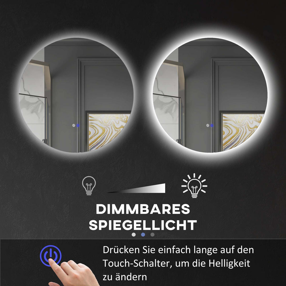 BADEZIMMERSPIEGEL - Transparent, Glas/Metall (60/3.5/60cm) - Kleankin