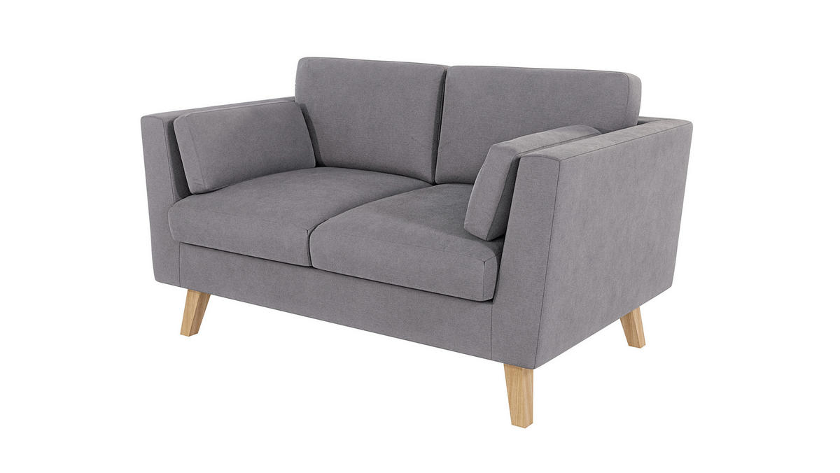 2-SITZER-SOFA Mario Grau Microfaser - Hellbraun/Grau, Holz/Buchenholz (152/90/89cm) - S-Style Möbel