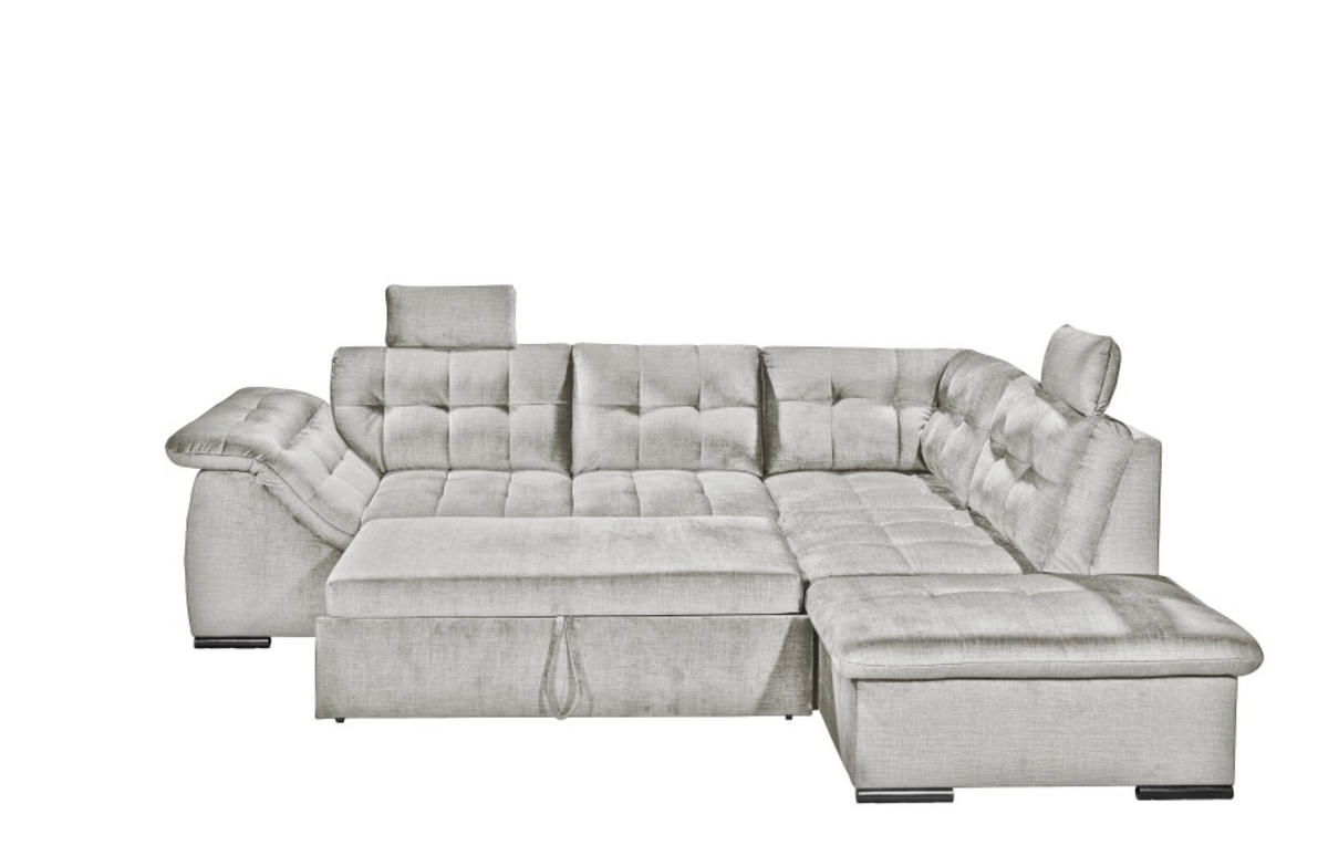 ECKSOFA mit Schlaffunktion und Bettkasten - Silberfarben, Kunststoff/Textil (217/283cm) - ed exciting design