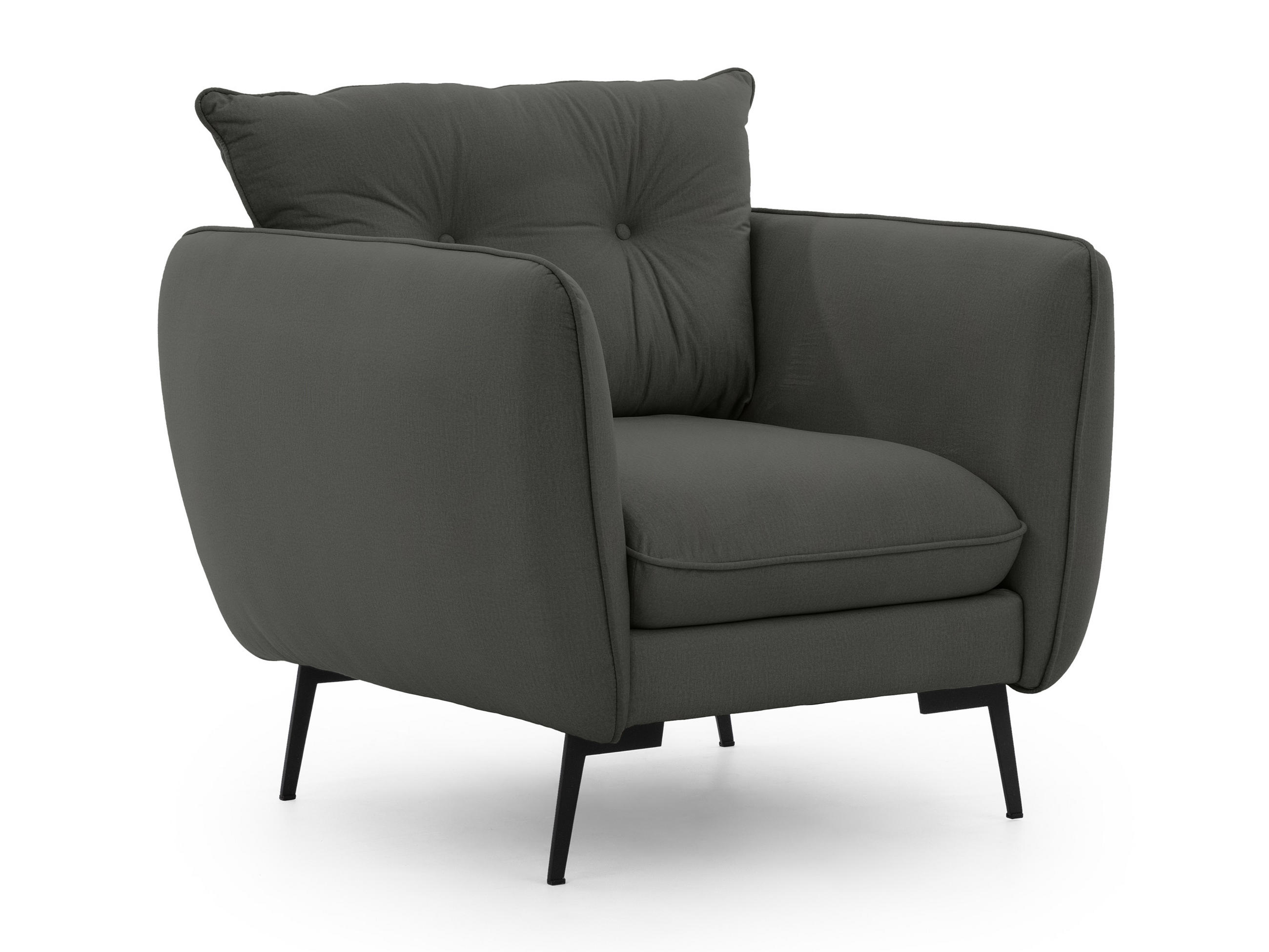 SESSEL Nordloft Dunkelgrau Samt - Dunkelgrau/Schwarz, Holz/Textil (101/86/100cm) - S-Style Möbel
