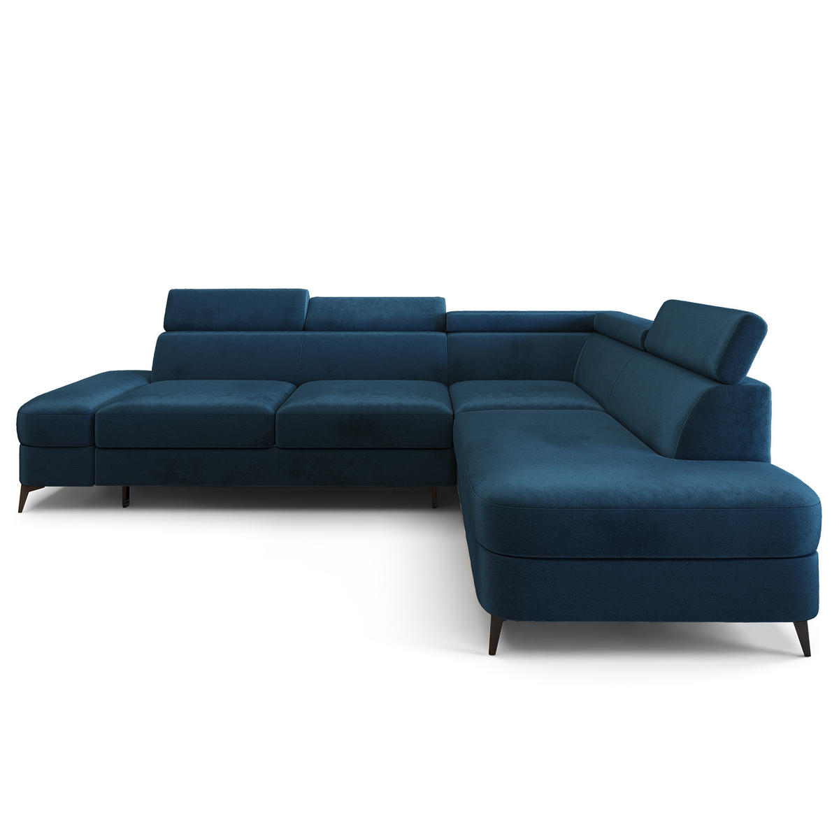 ECKSOFA AVISE M R-S Blau Velours-Stoff mit Schlaffunktion - Blau, Holzwerkstoff/Textil (268/195cm) - MASSENO