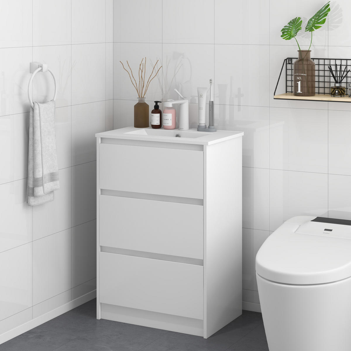 HÄNGESCHRANK Weiß 1 Stück - Weiß, Kunststoff (61/88/37cm) - GiPP