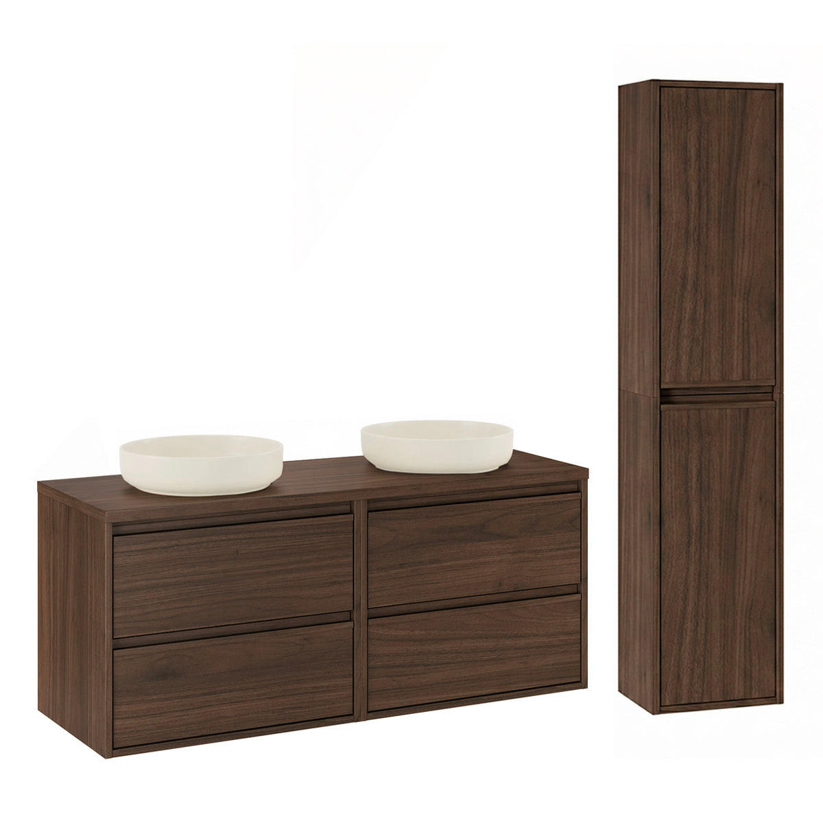 BADMÖBEL 120cm Edmé 2er-Set Holz - Braun, Holzwerkstoff (120/52.2/46cm) - Petits-meubles