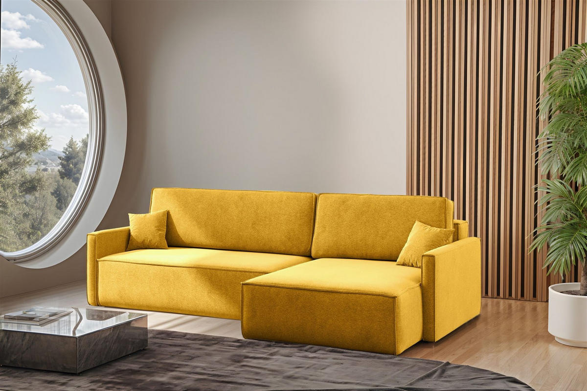 ECKSOFA Louis Salvador - Gelb, Holzwerkstoff/Textil (250/142cm) - Fun Möbel