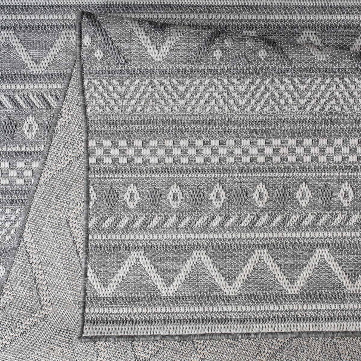 FLACHWEBTEPPICH, mit Rautenmuster, aus Polypropylen, Grau, 120 x 160 cm - Grau, Textil (120/160cm) - KADIMA DESIGN