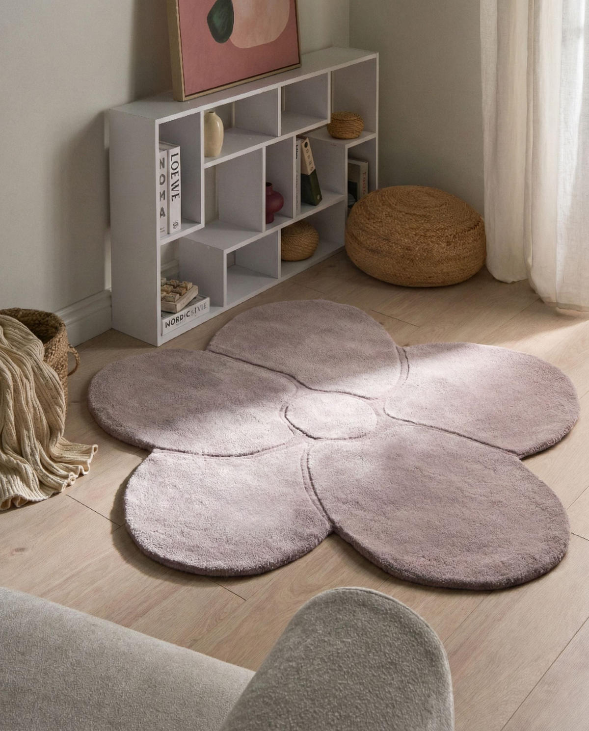 TEPPICH Violett 140 cm Wolle Kokkini - Violett, Textil (140/140cm) - Beliani
