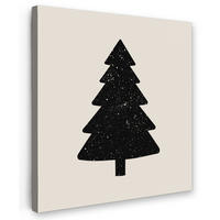 LEINWANDBILD Weihnachtsbaum - Schwarz - Urlaub - Beige 90x90 cm - Schwarz, Textil (90/90cm) - MuchoWow