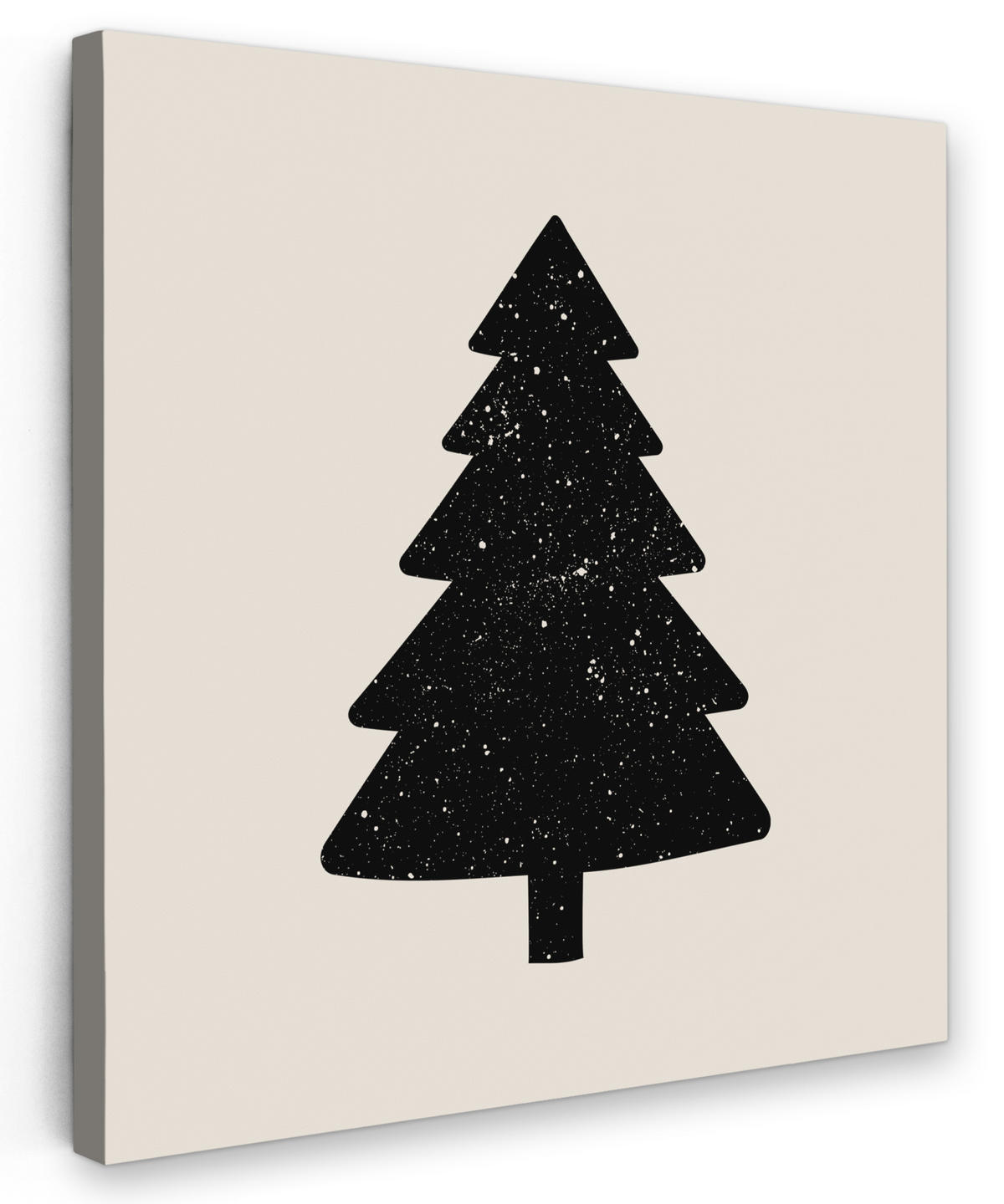 LEINWANDBILD Weihnachtsbaum - Schwarz - Urlaub - Beige 90x90 cm - Schwarz, Textil (90/90cm) - MuchoWow