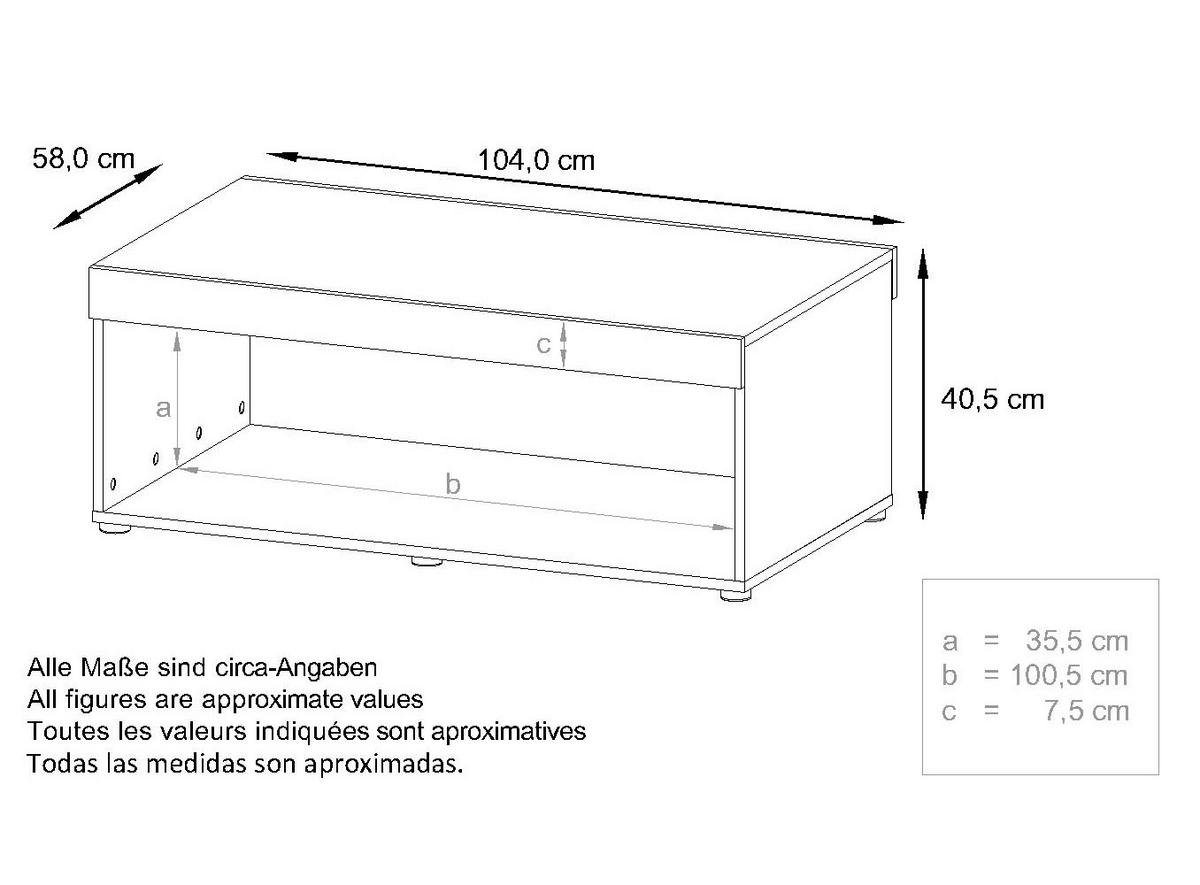 COUCHTISCH Pure Tischplatte und Blenden in Hellgrau seidenmatt - Greige, Holzwerkstoff (58/104/40.5cm) - Vladon