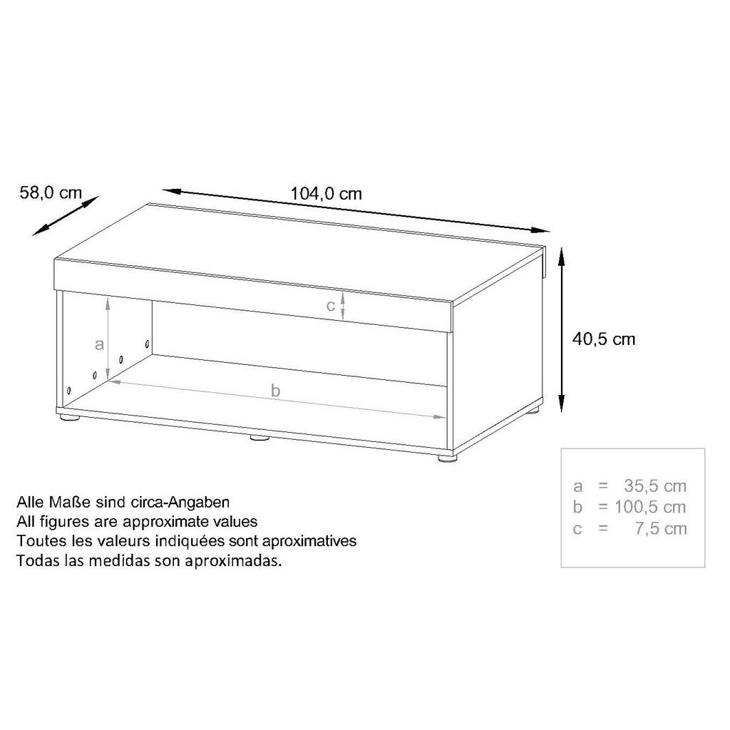 Thumbnail - Vladon Couchtisch, Eiche San Remo, Holzwerkstoff, 104x40.5x58 cm, Wohnzimmer, Wohnzimmertische, Couchtische