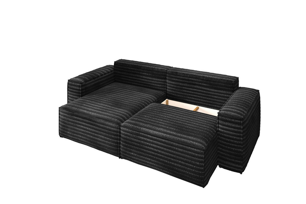 ECKSCHLAFSOFA Bohoo-Ecksofa mit Schlaffunktion stoff Velo Schwarz Links - Schwarz, Holz/Textil (140/248cm) - Kaiser Möbel