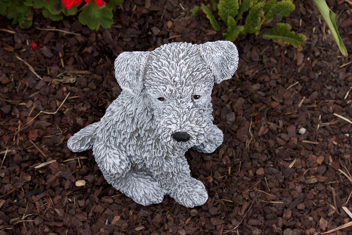 STEINFIGUR Hund Terrier, Frostfest, Steinguss - Grau, Stein (16/24/18cm) - stoneandstyle