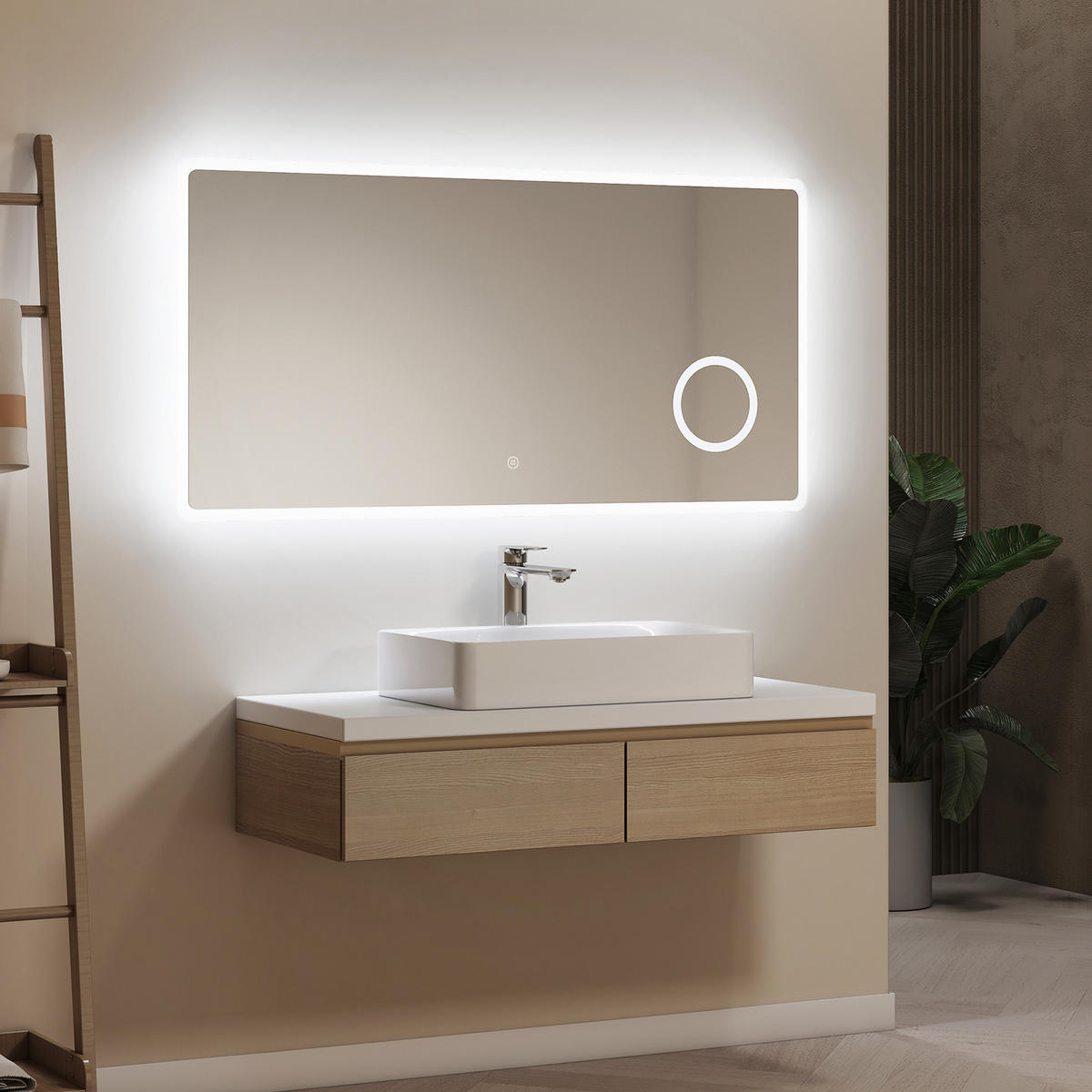 OGLINDA de baie cu LED-uri 120/60 cm - transparent, sticlă (120/60/3.5cm) - EMKE