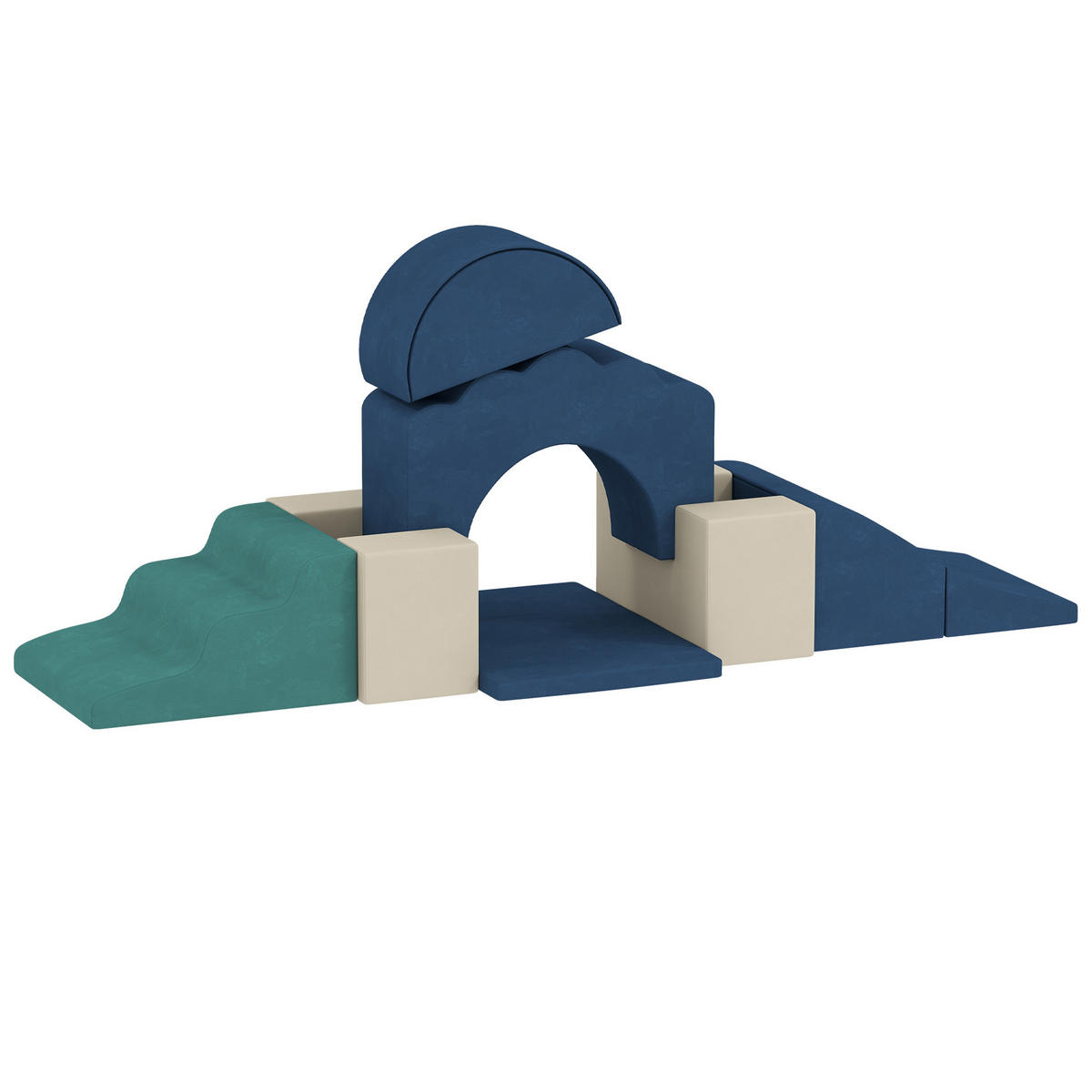 KINDER Schaumstoff Bausteine 7er Set Riesenbausteine Klettern Softbausteine - Dunkelblau, Textil (40/50cm) - AIYAPLAY
