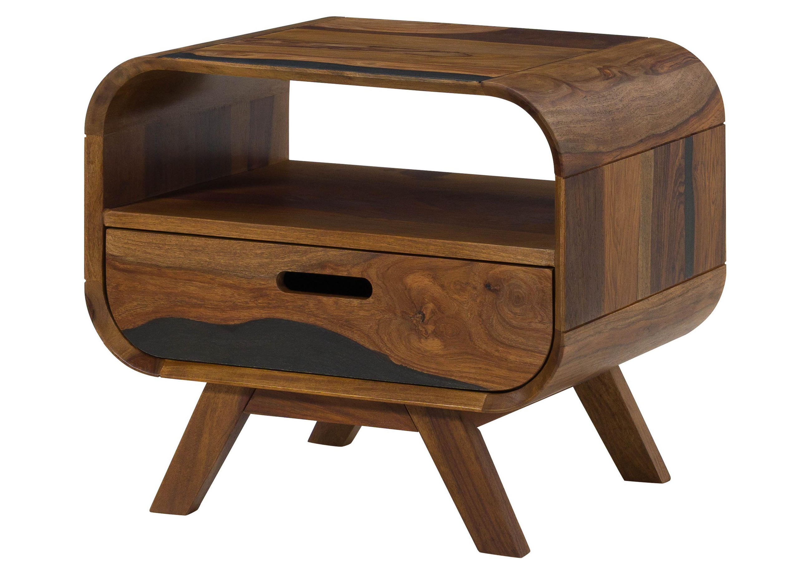 NACHTTISCH Sheesham 50x40x43 dunkelbraun lackiert MAILAND #242 - Dunkelbraun, Holz (50/43/40cm) - Massivmoebel24