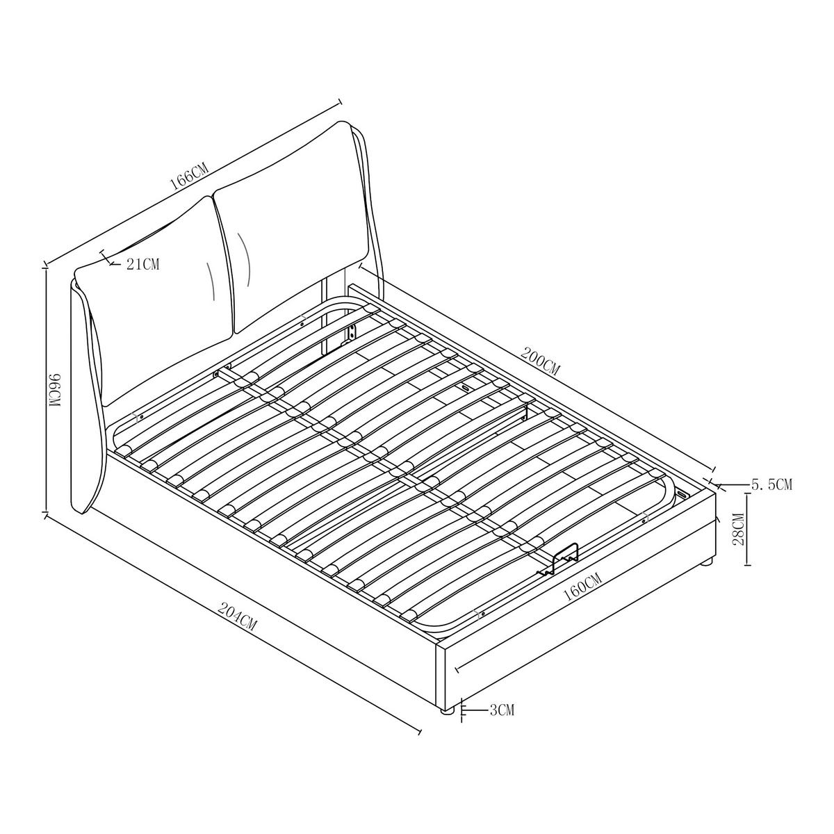 POLSTERBETT Lunner - Dunkelgrau, Holzwerkstoff/Kunststoff (160/200cm) - [en.casa]